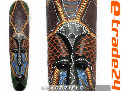 Kolorowa Rzeźba Maska Drewno - Rękodzieło 50cm MIX